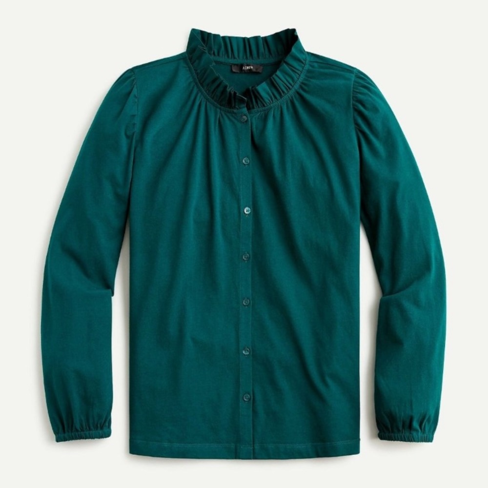 Forest green button blouse 🌲
